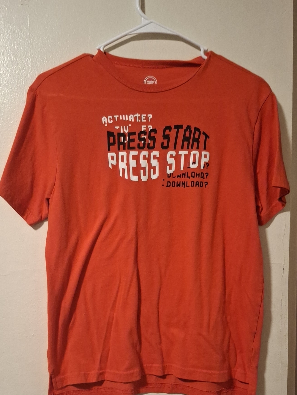 wonder nation Orange Graphic "Press Start" Short Sleeve Tee